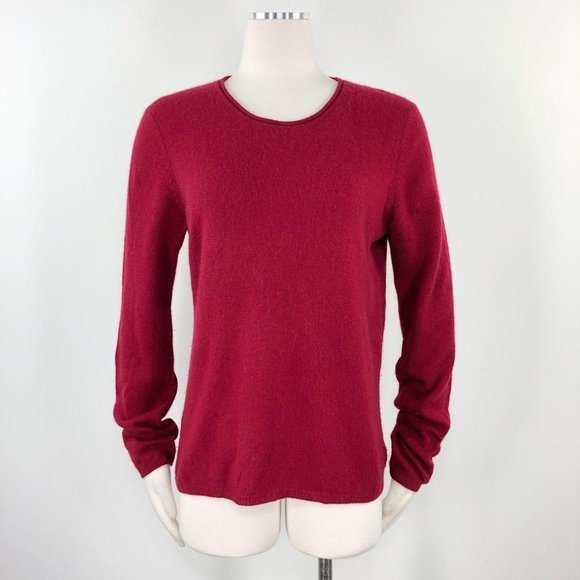 Fiona L Sweater Burgundy Red Cashmere Scoop Neck V - Picture 1 of 8